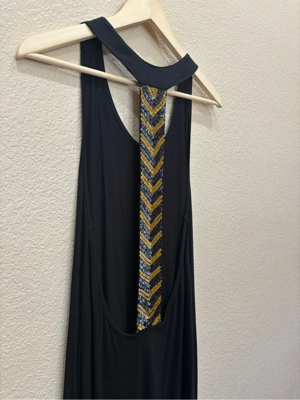 Sleeveless Black Maxi Dress with Beaded Back Detail - Picture 8 of 11